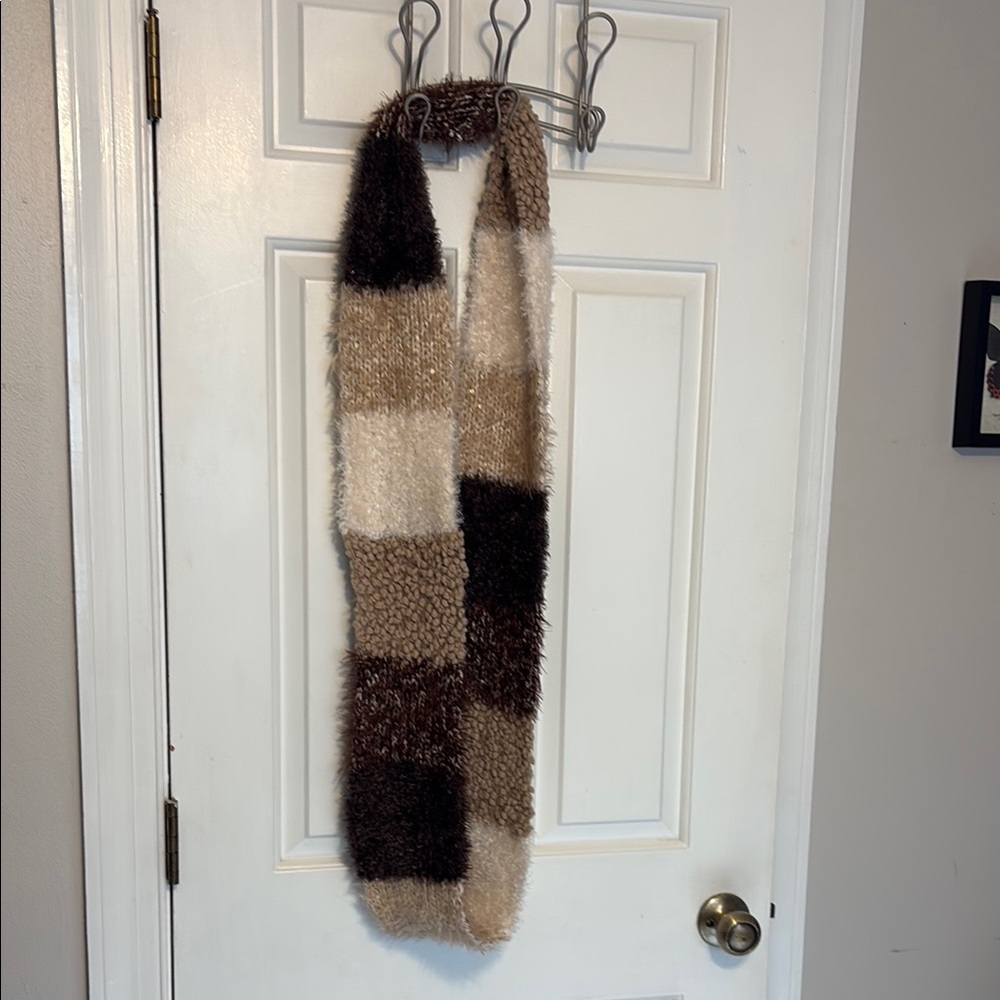 Cozy Checkered Scarf in Brown and Cream